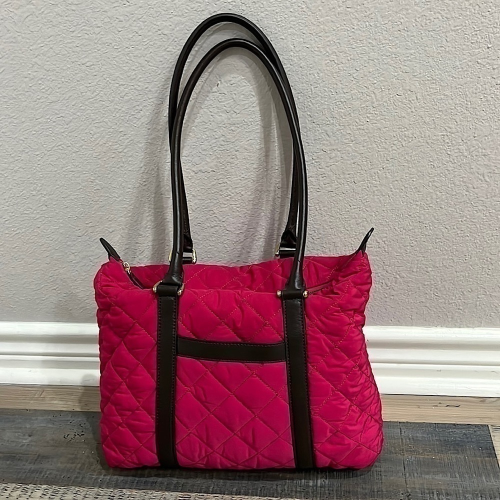 Talbots Women's Pink Tote Bag Purse | Talbots Quilted Shoulder Tote bag